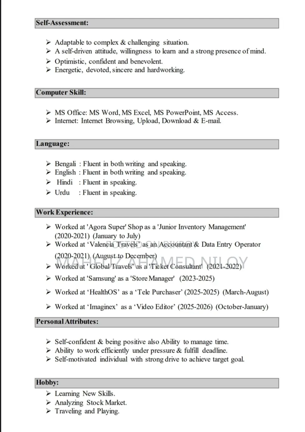 Advertising Marketing CV