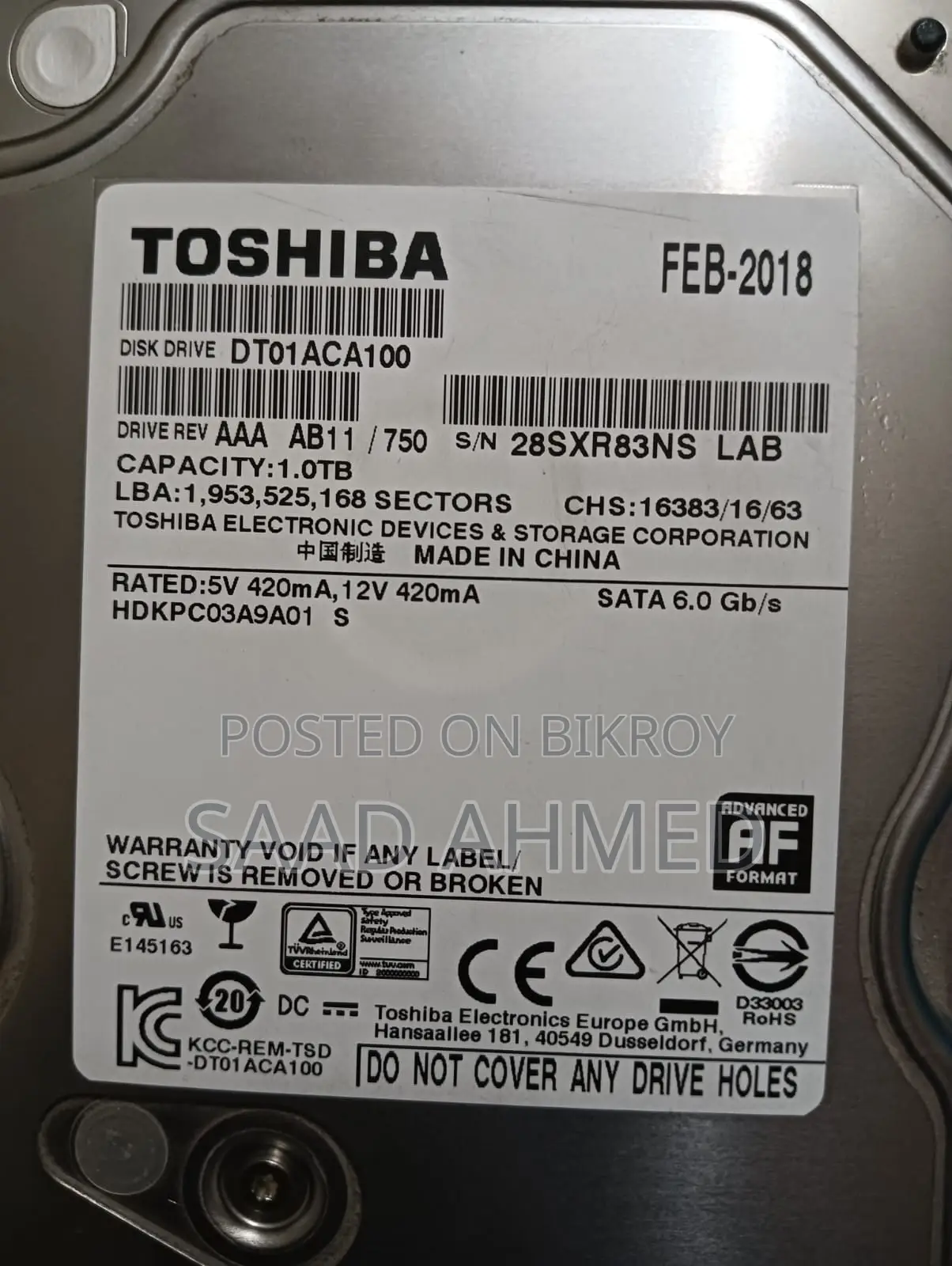 Toshiba 1tb HDD
