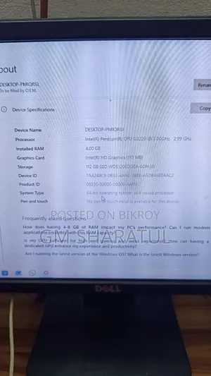 Desktop Computer Dell 4GB Intel Core 3 HDD+SSD 512GB