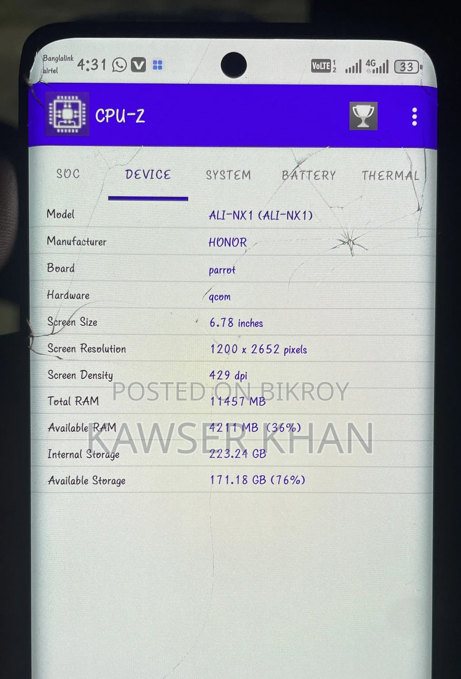 Honor X9b 5G 256 GB Blue