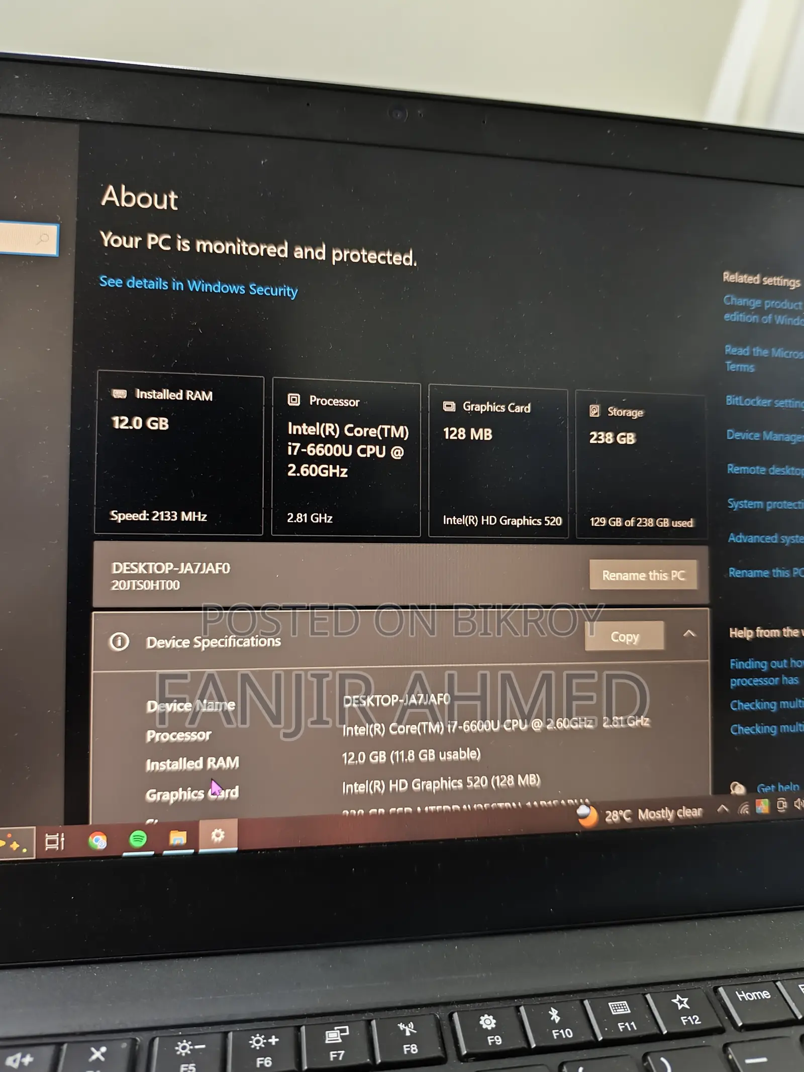 Laptop Lenovo ThinkPad T470 8GB Intel Core I7 SSD 256GB