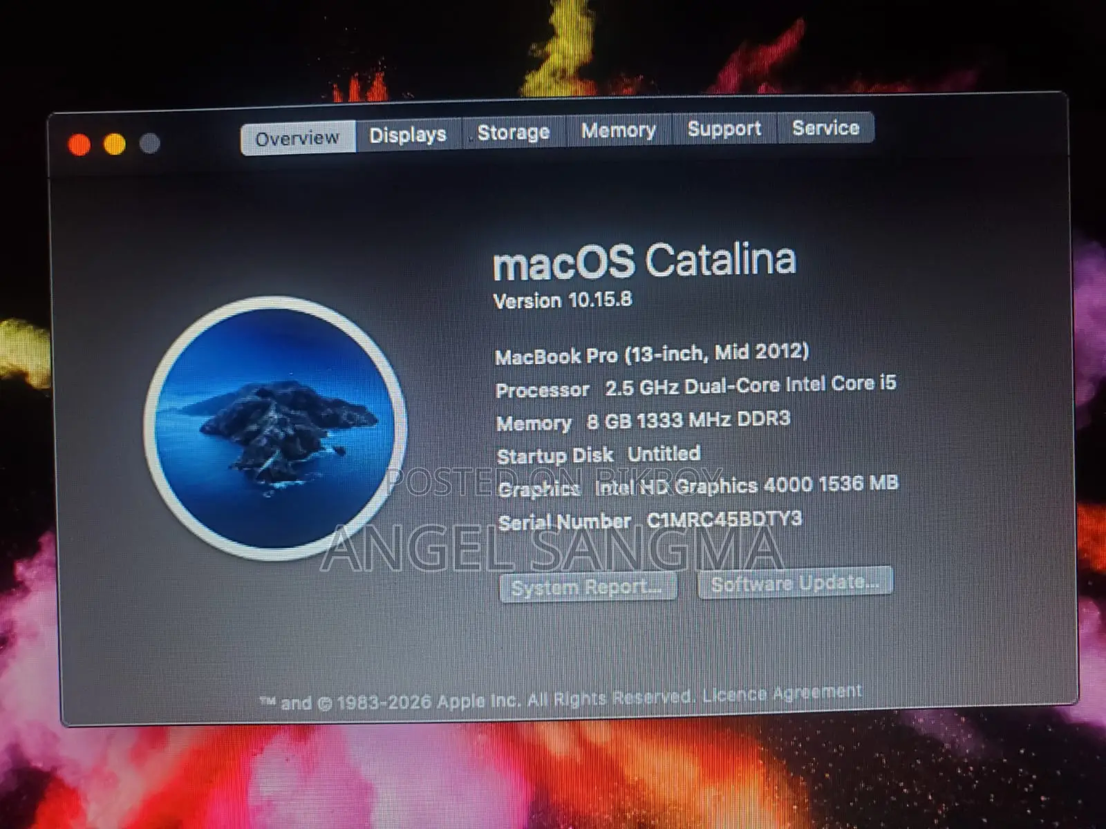 Laptop Apple MacBook 2012 8GB Intel Core I5 HDD 500GB