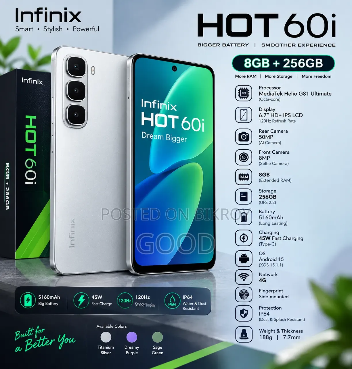 New Infinix Hot 60i 256 GB Silver