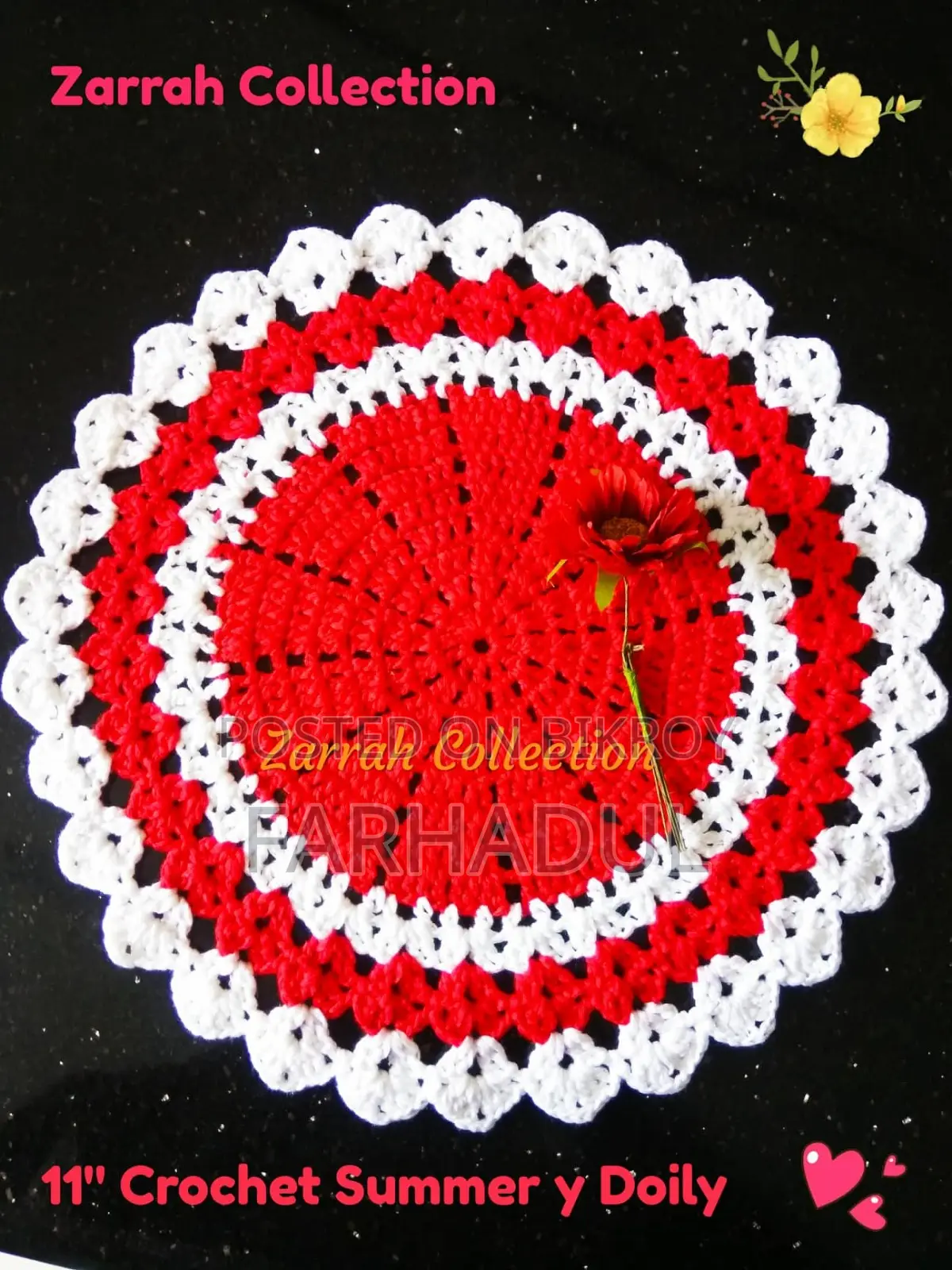 Handmade Crochet Doily 11.5 Inch - Zarrah Collection