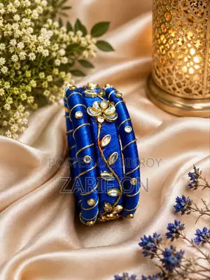 হ্যান্ডমেড ব্লু চুড়ি সেট | Handmade Stylish Bangle | Size 26