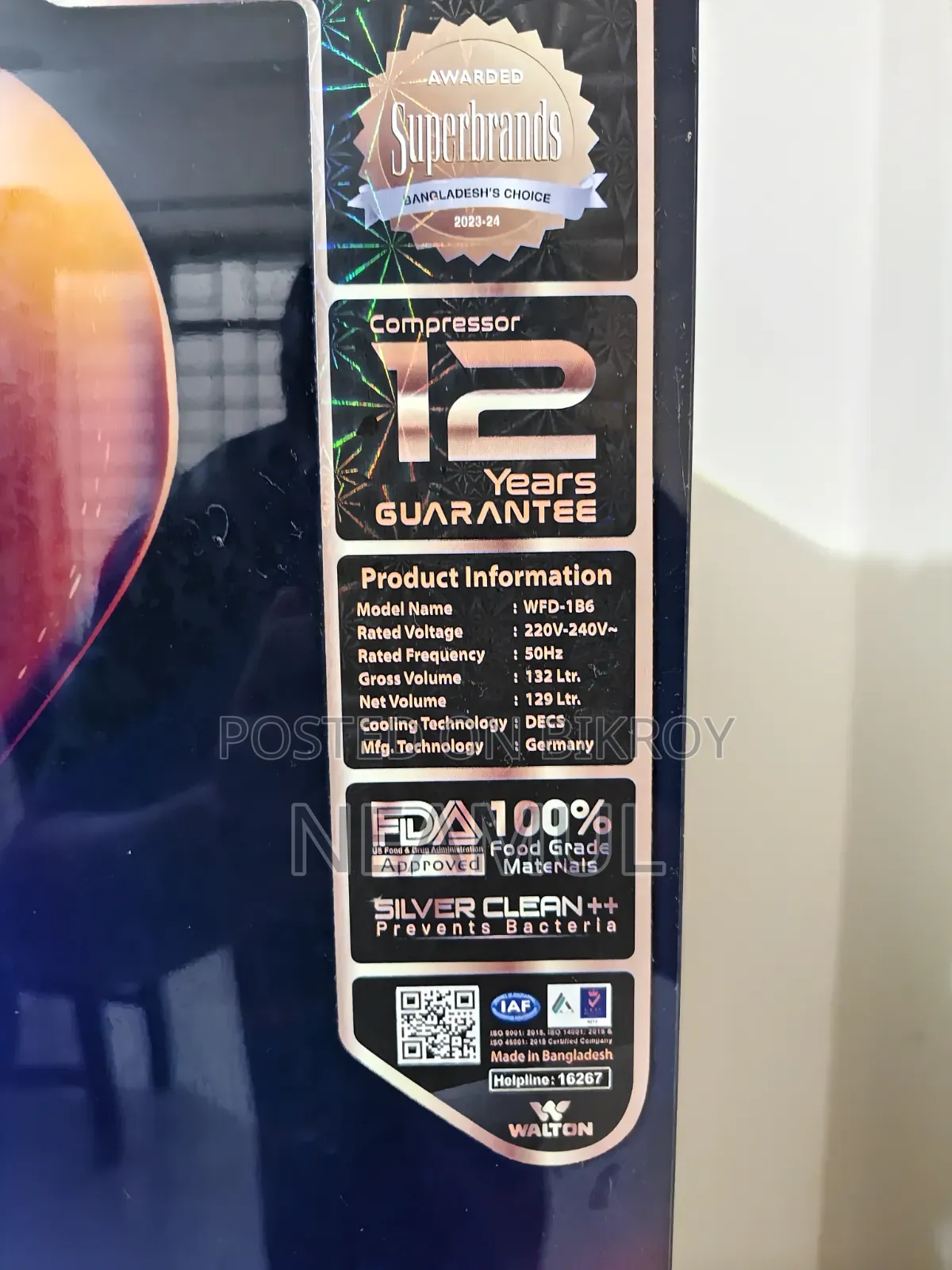 Walton Fridge WFD-1B6-GDEL-XX