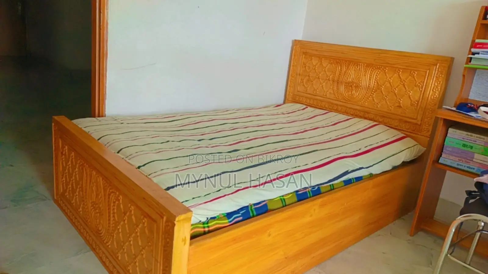 সেগুন কাঠের বক্স খাট। ৭/৪ ফিট