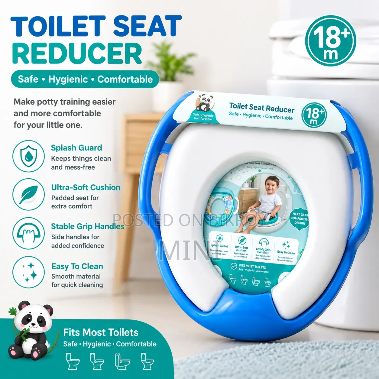 Brand New Kids Commode Support Toilet Seat - Blue Pad