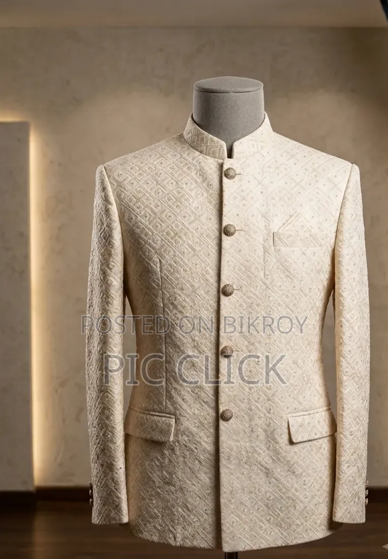 Title: Premium Designer Ivory Jodhpuri / Prince Coat – Mint Condition