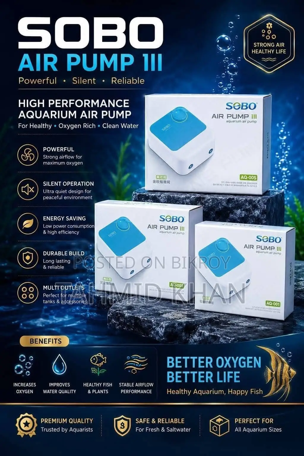SOBO AQ005 Silent Airpump (Brand New)