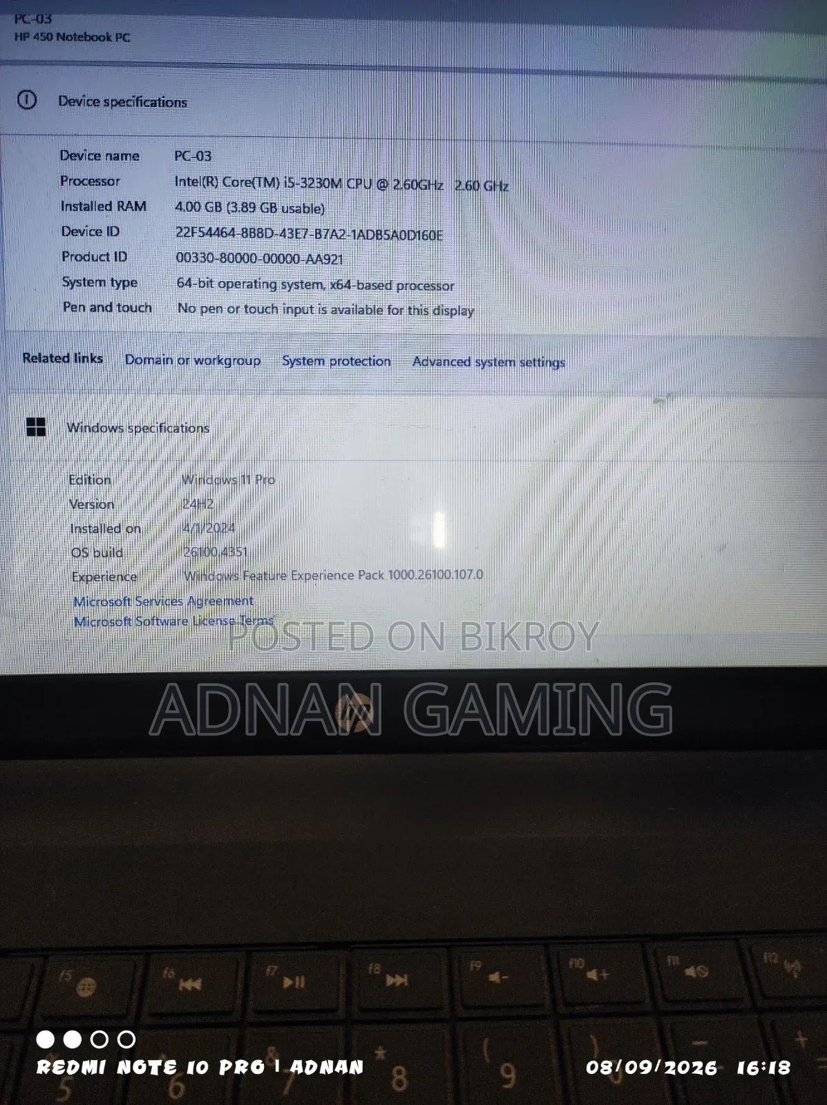 Laptop HP 430 G6 4GB Intel Core I5 HDD+SSD 1T