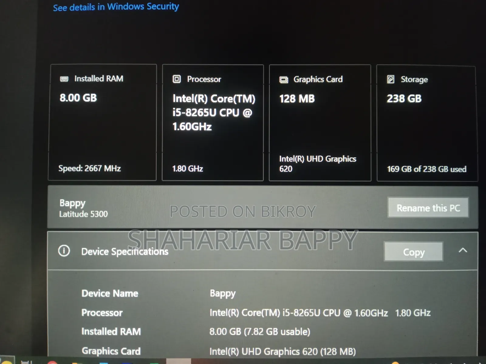 Laptop Dell Latitude 5300 8GB Intel Core i5 SSD 256GB