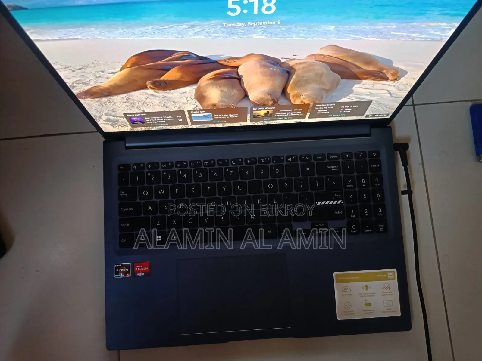Laptop ASUS Vivobook 16x Oled 8gb Amd Ryzen 5 SSD 512gb