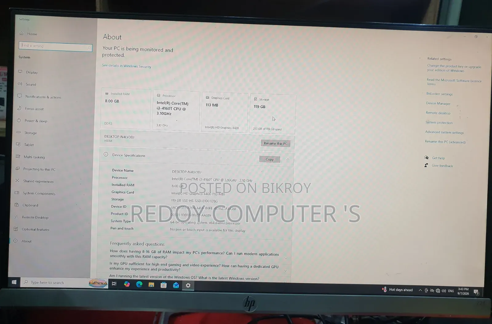 HP 22fw Full HD IPS Monitor