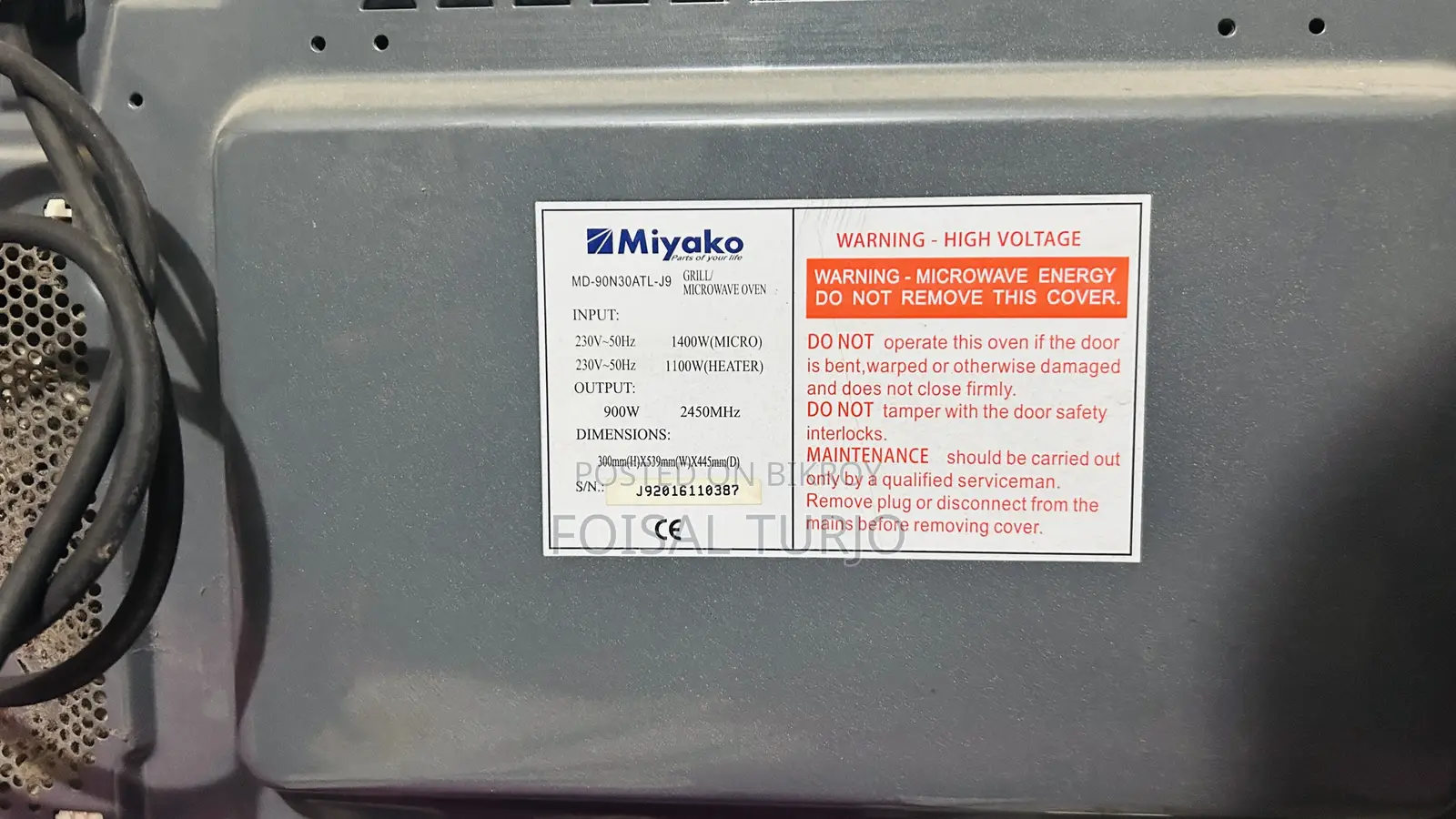 Miyako Microwave Oven