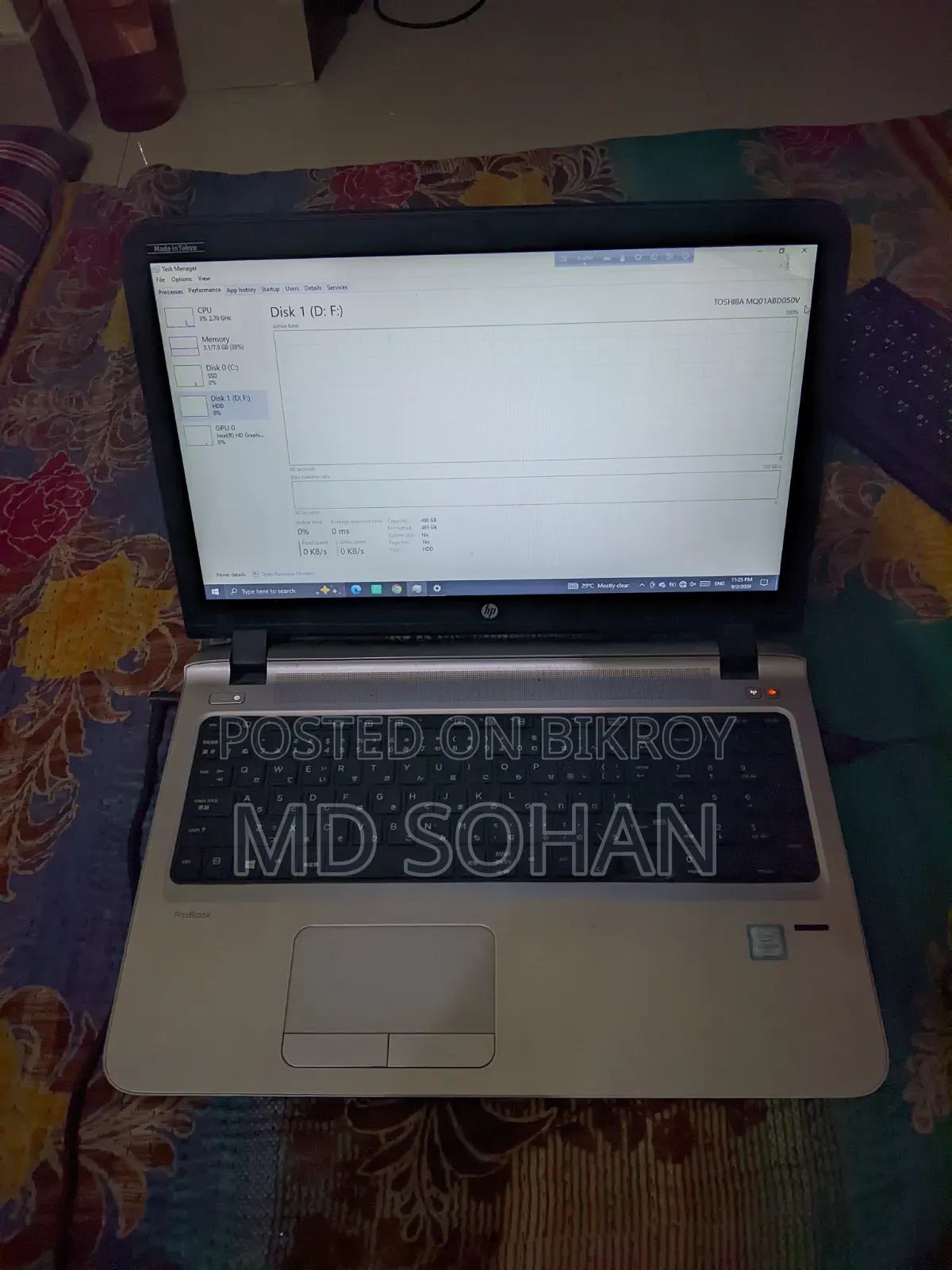 Laptop HP ProBook 655 G3 8GB Intel Core I5 HDD+SSD 512GB