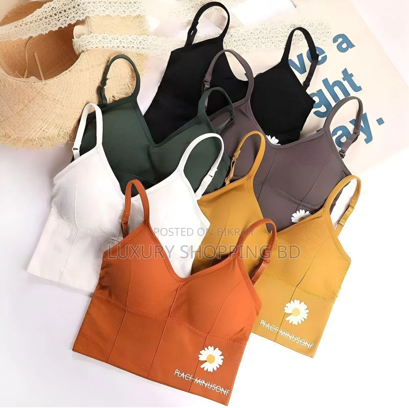Women’s Seamless Padded Camisole Bra – Comfortable Wireless Crop Top