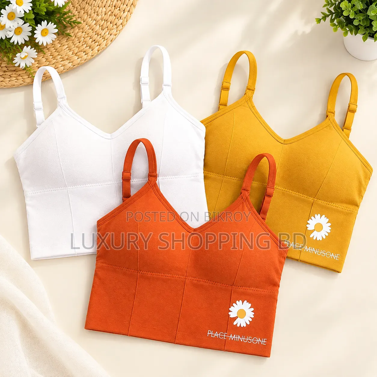 Women’s Seamless Padded Camisole Bra – Comfortable Wireless Crop Top