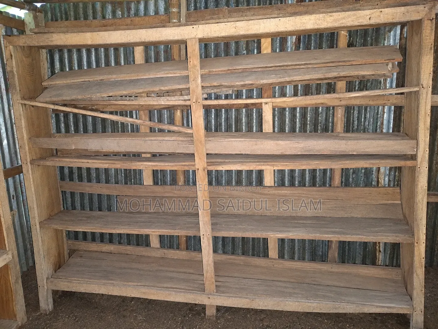 Two wooden shelves.