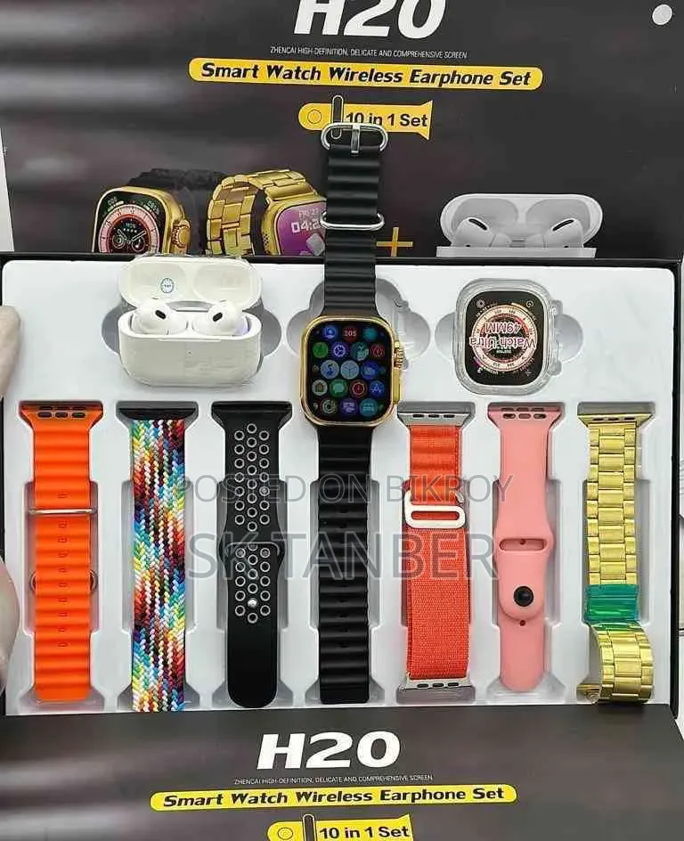 H20 Smart Watch With Wireless Earphone (10 in 1)