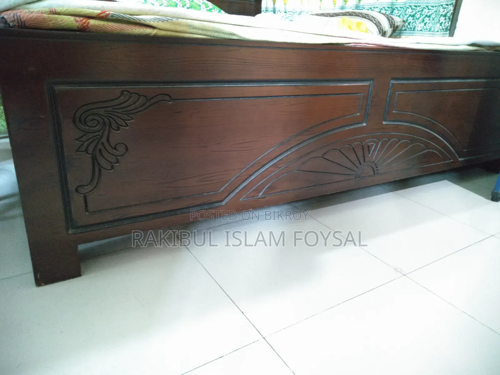 Malaysian Oak Wood Bed, King Size With Mattress