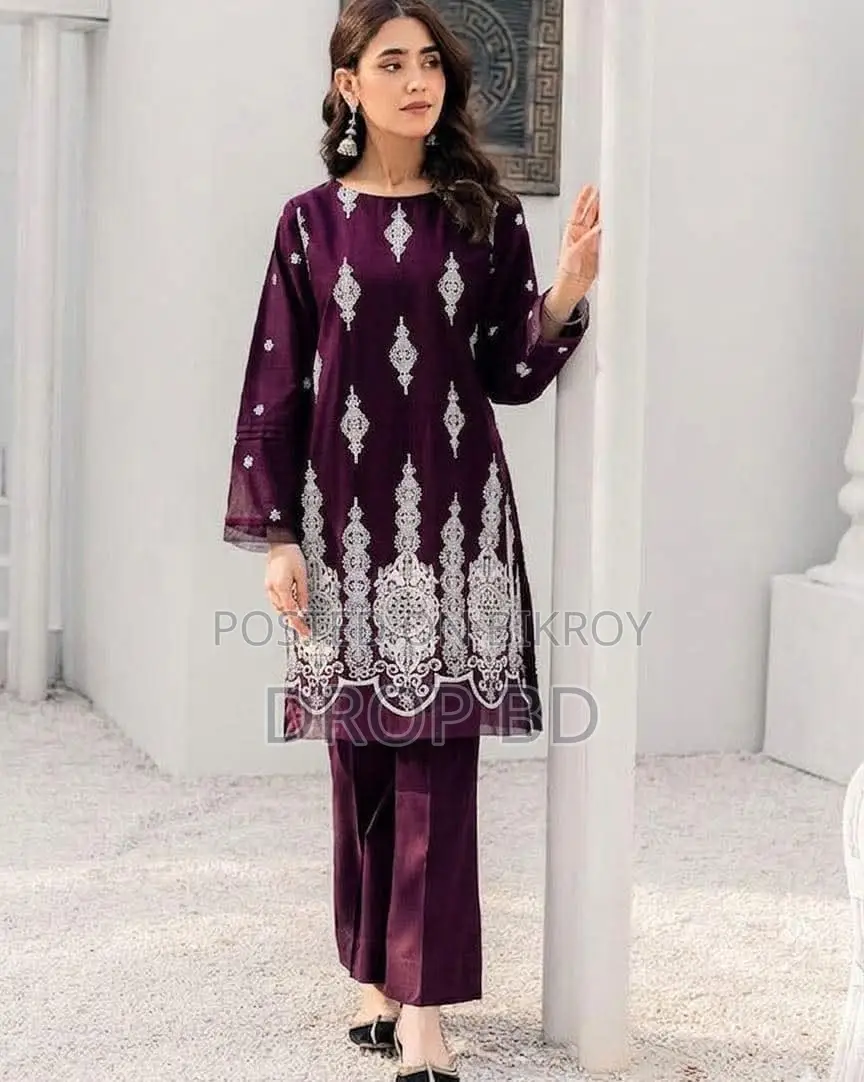 Cotton Embroidery Two Piece