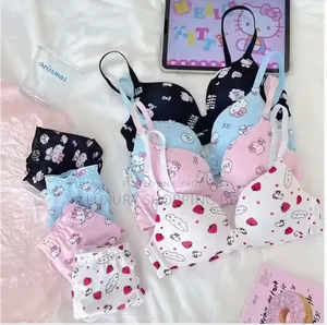 Cute Hello Kitty Printed Bra Panty Set – Soft Comfortable Lingerie