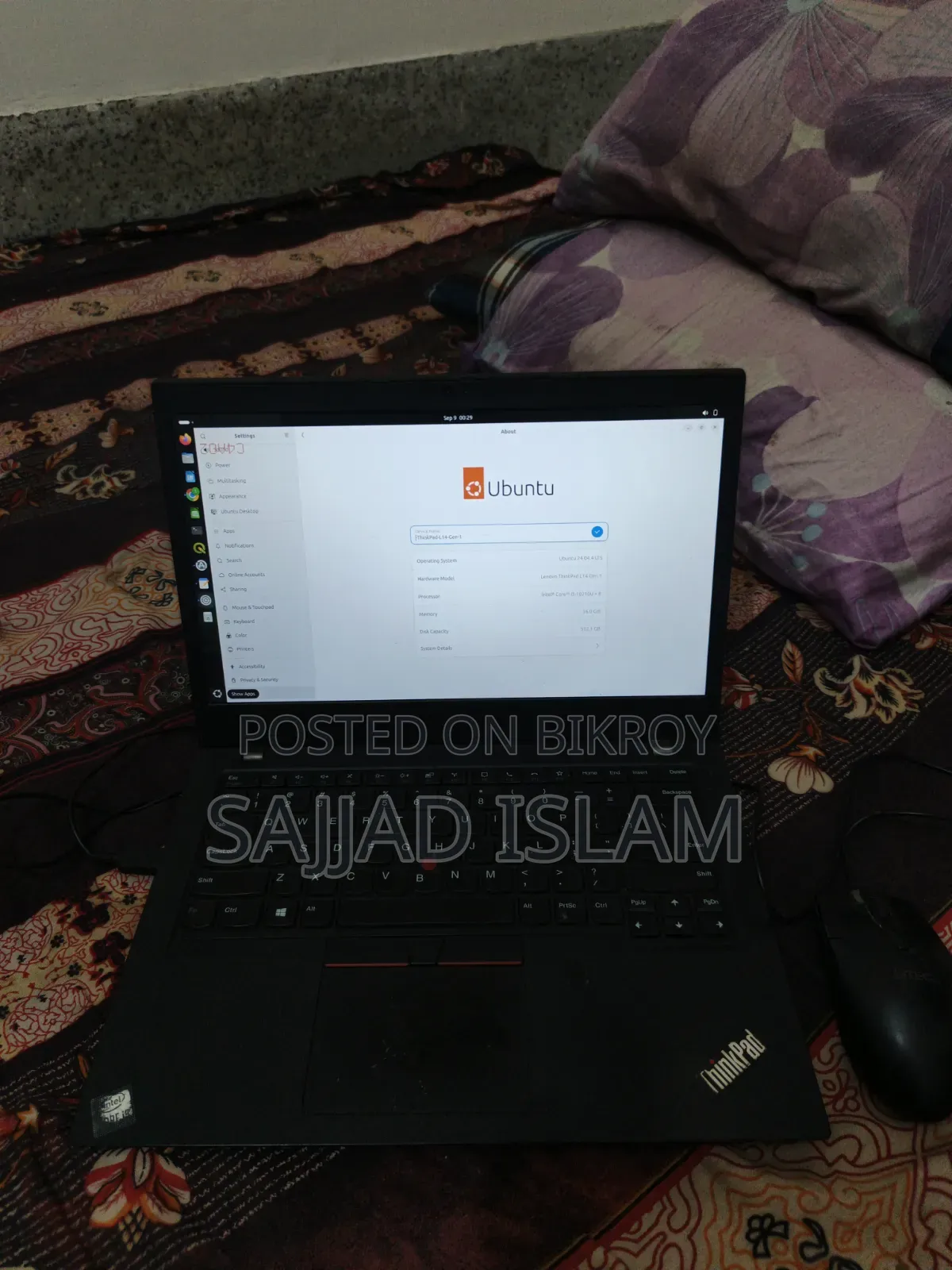 ল্যাপটপ লেনোভো এল১৪ জি১ ১৬জিবি ইন্টেল কোর আই৫ এসএসডি ৫০০জিবি