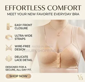 Women’s Front Closure Full Coverage Bra – Wireless Plus Size Comfort