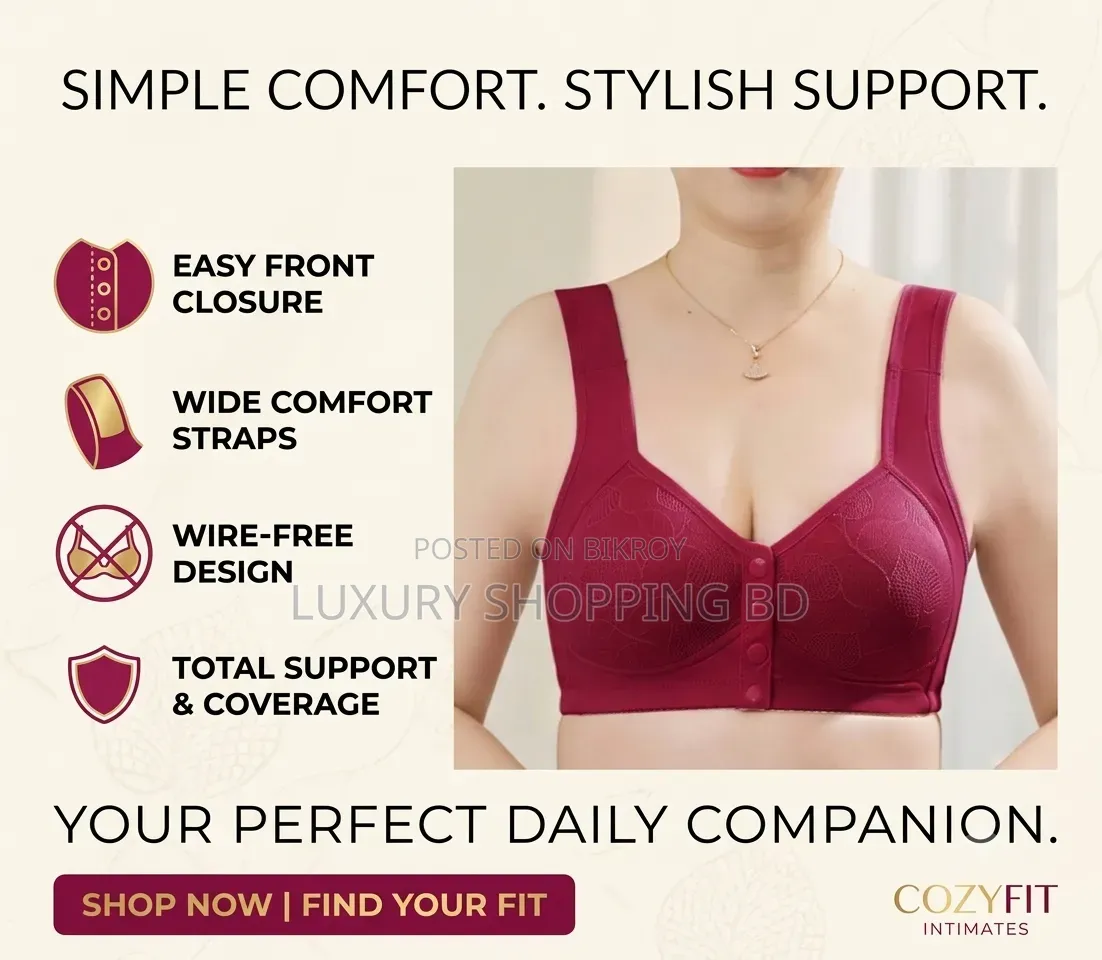 Women’s Front Closure Full Coverage Bra – Wireless Plus Size Comfort