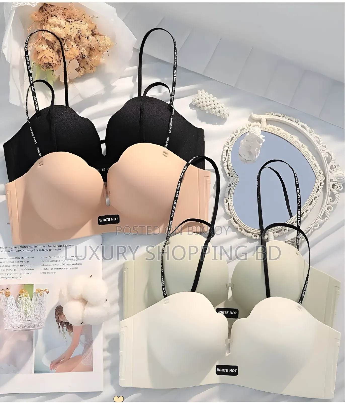 Women’s Seamless Push Up Bra –Wireless Padded Strapless Everyday Bra