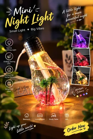 Bulb Shaped Mini Humidifier With Night Light | USB