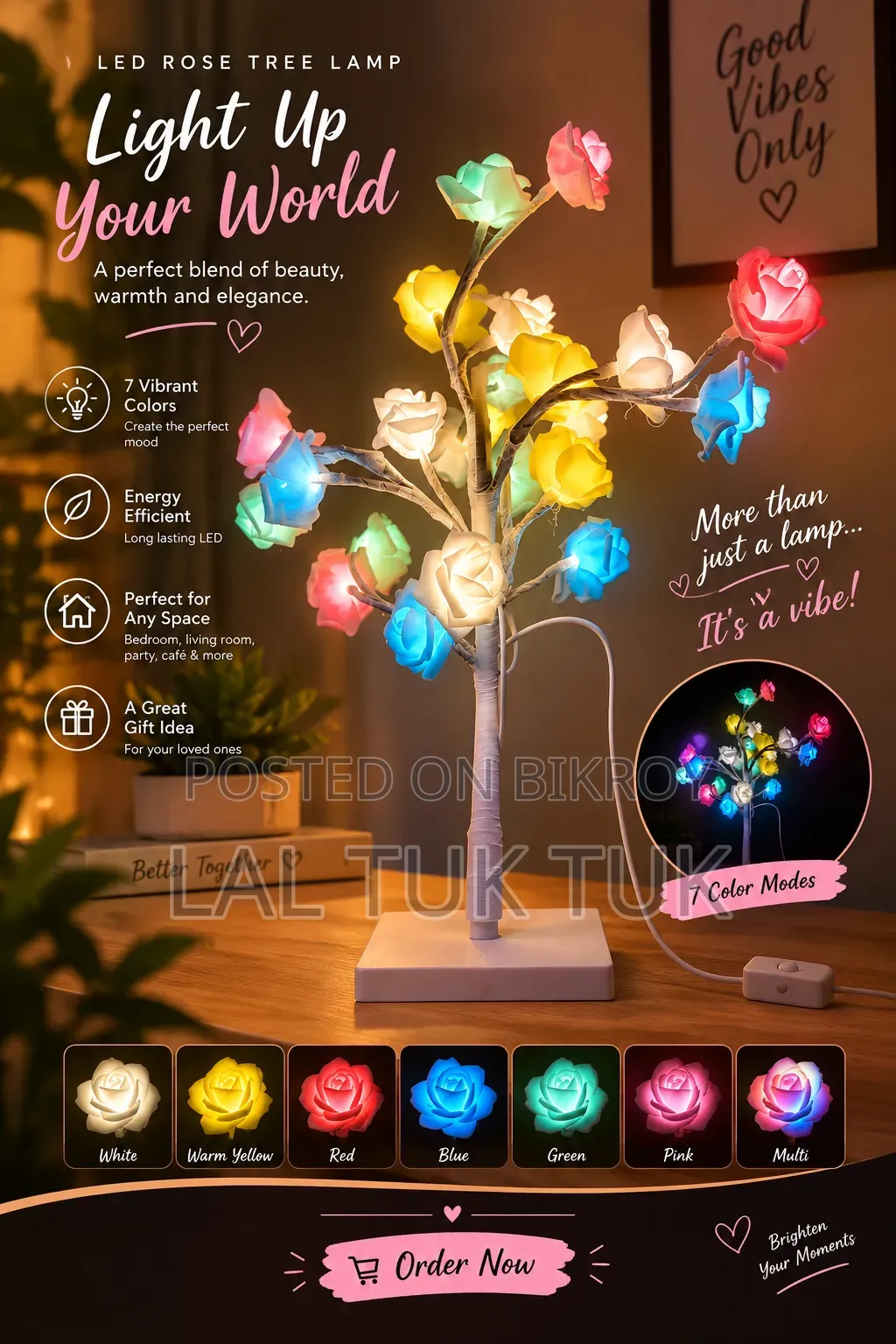 LED Rose Flower Table Lamp