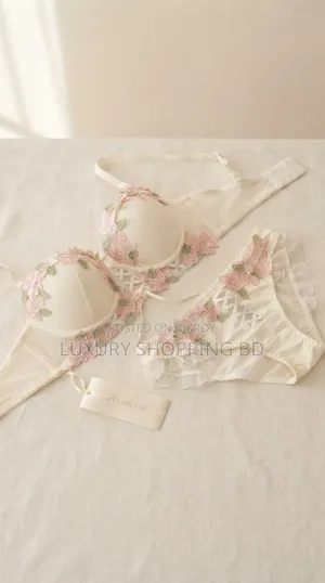 Women’s Floral Embroidery Push Up Bra & Panty Set