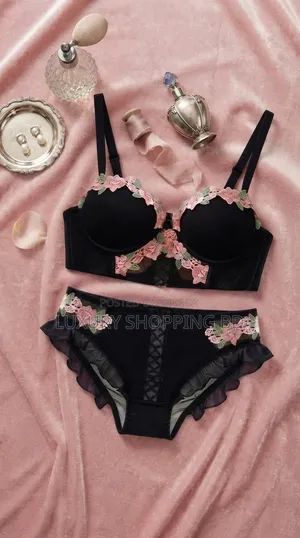 Women’s Floral Embroidery Push Up Bra & Panty Set