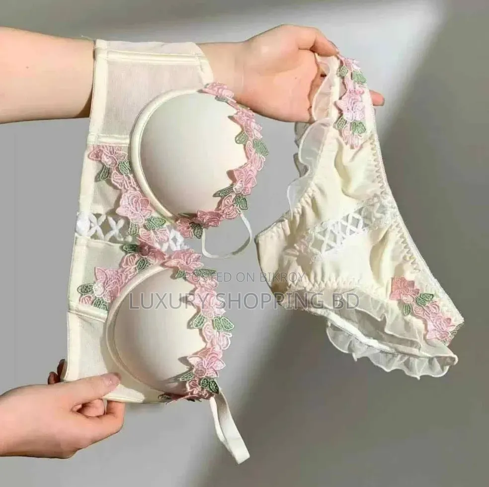 Women’s Floral Embroidery Push Up Bra & Panty Set