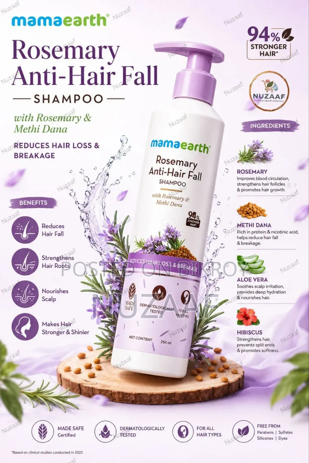 Mamaearth Rosemary Anti-Hair Fall Shampoo (250ml)