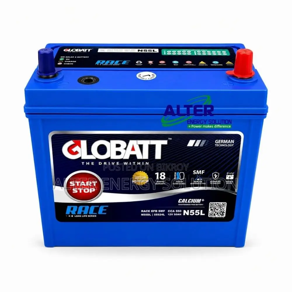 GLOBATT RACE N55L 12V 50Ah SMF Car Battery – Maintenance Free