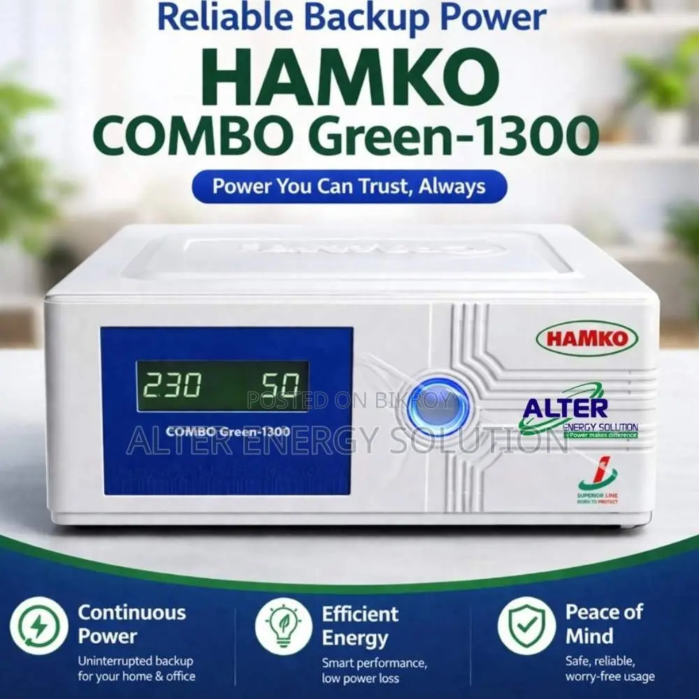 Hamko Combo Green-1300VA Sine Wave IPS/UPS & Solar