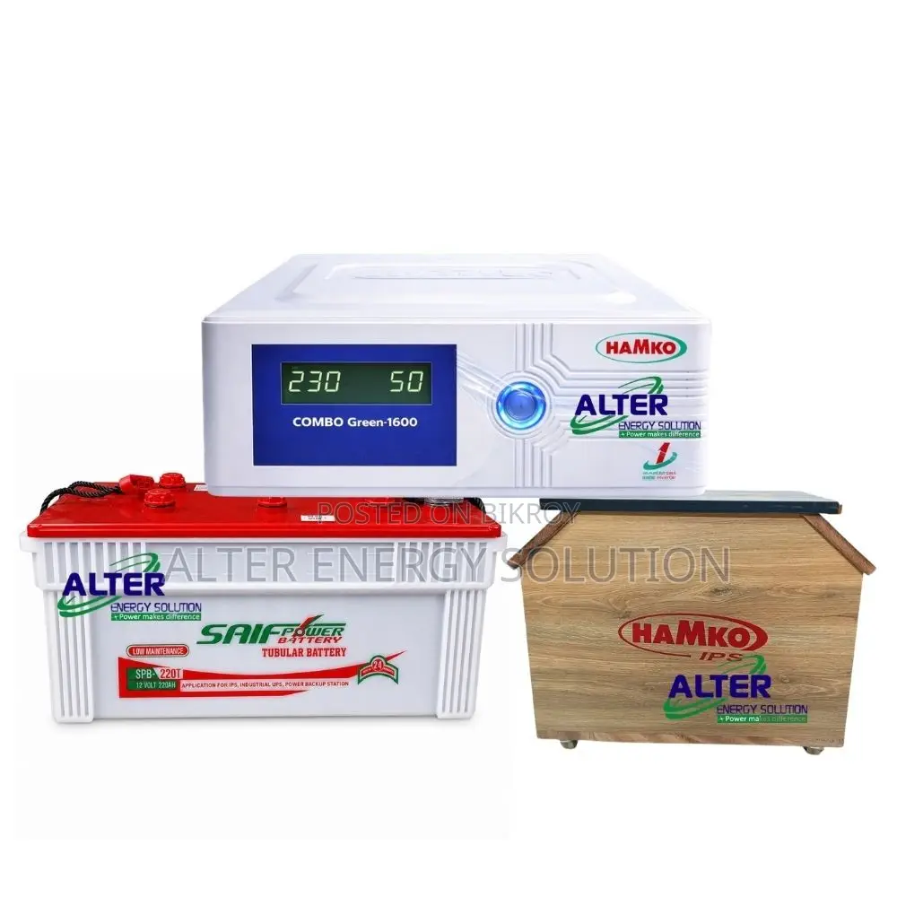 Hamko Combo Green 1600VA IPS/UPS & Saif Power SPB-220T Tubular Battery