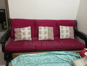 Teak wood 3-seater sofa