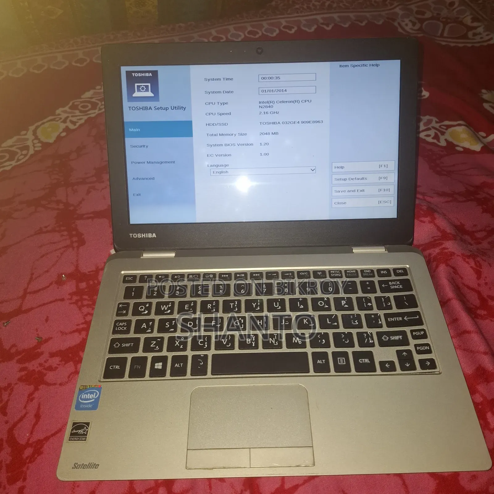Laptop Toshiba Satellite CL15 2GB Intel Celeron SSD 32GB
