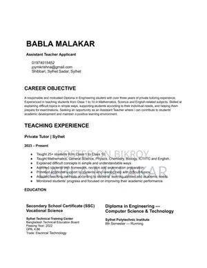 Assistant Teacher