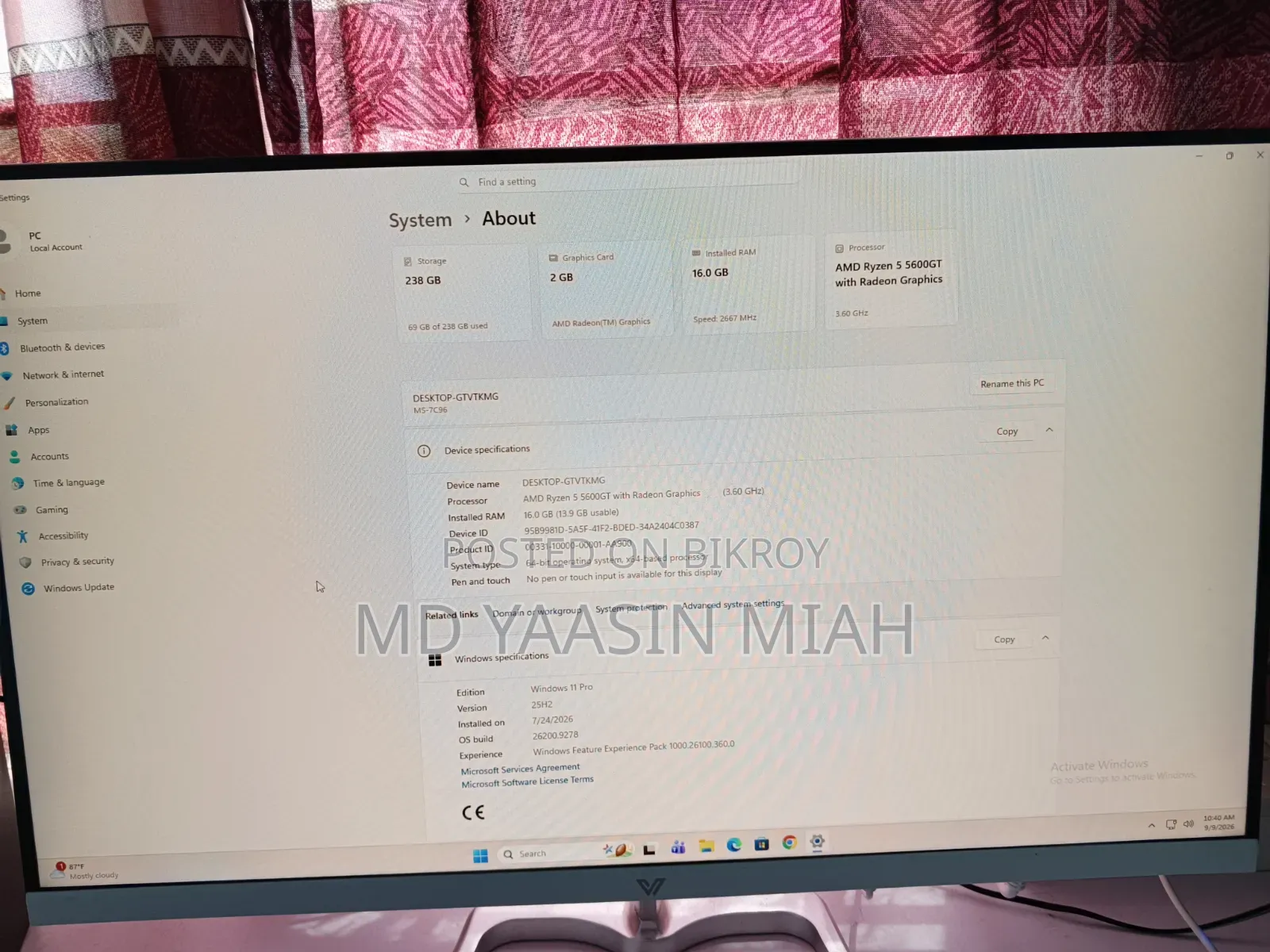 Desktop Computer 16GB AMD Ryzen 5 SSD 256GB