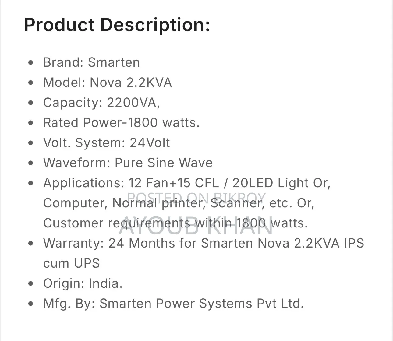 Smarten 1800 Watt IPS and 200Ah Rimso Tubular Battery Combo