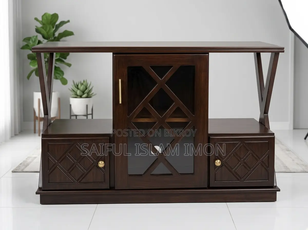 Premium Quality Dark Wooden TV Trolley for Sale