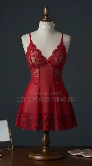 Women’s Lace Babydoll Nightdress – Sheer Mesh Lingerie Sleepwear