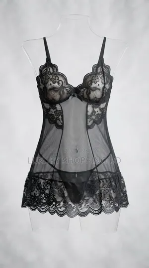 Women’s Lace Babydoll Nightdress – Sheer Mesh Lingerie Sleepwear