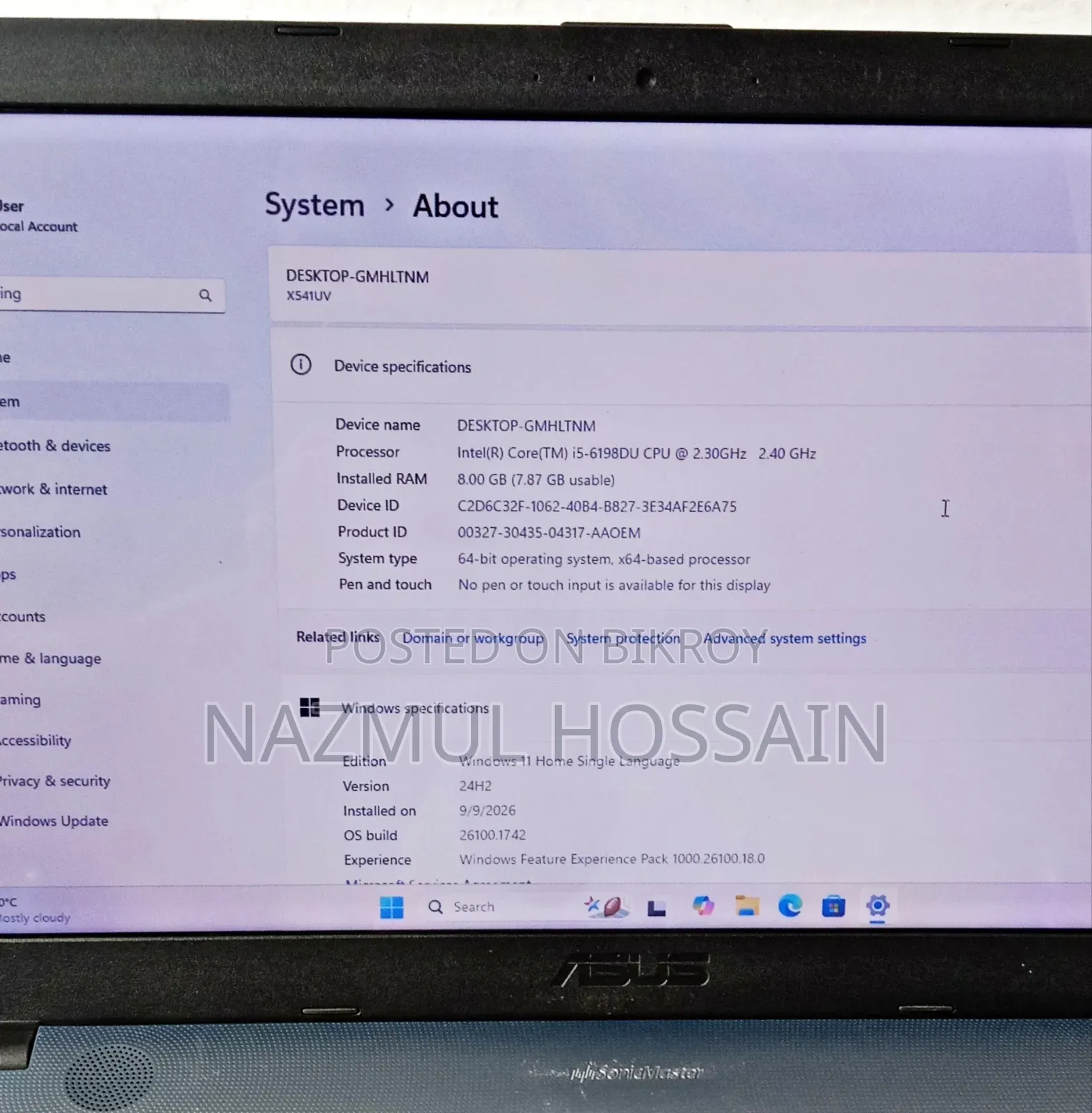 Laptop ASUS VivoBook Max X541UA 8GB Intel Core I5 SSD 6T
