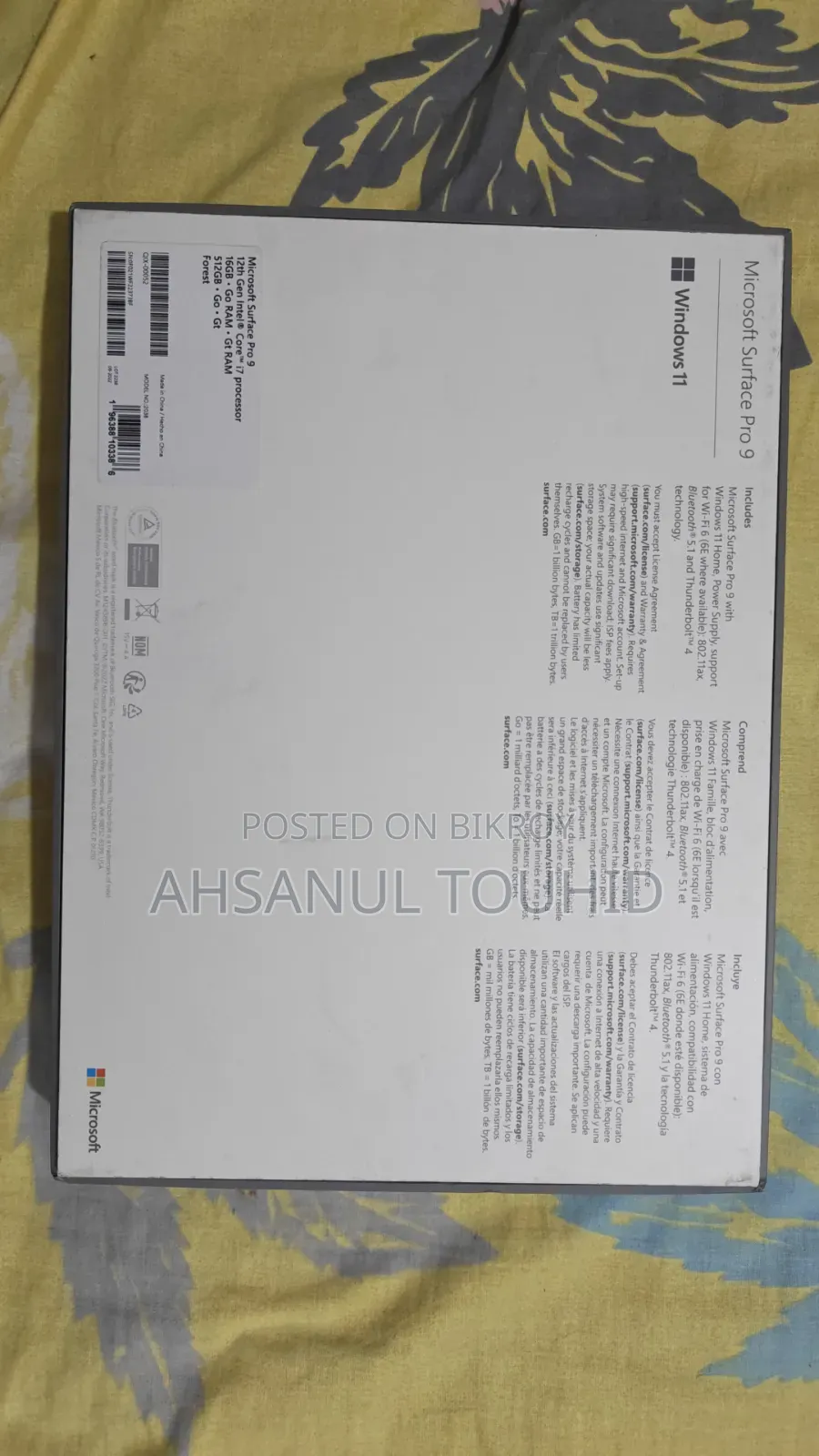 Microsoft Surface Pro 9 Laptop 16GB RAM Intel Core i7 512GB SSD